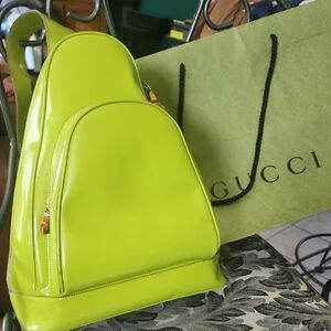 EUC Gucci Green Bamboo Backpack